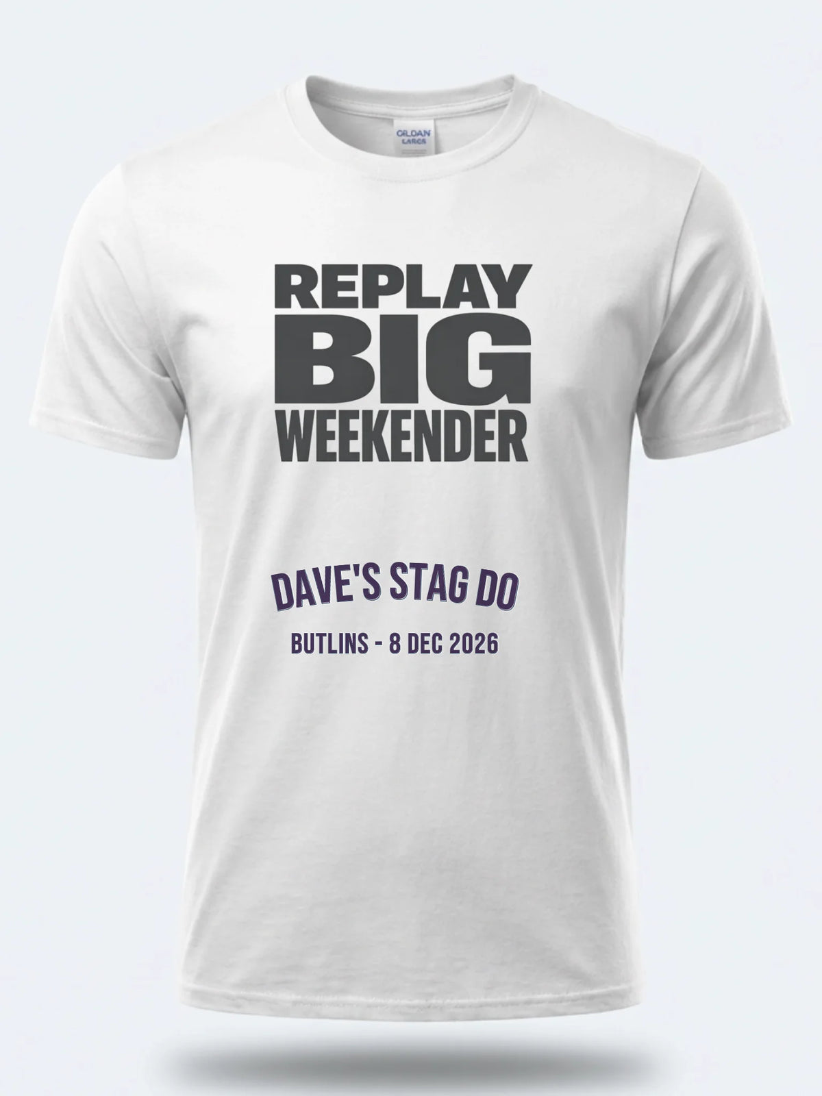 Personalised Replay Big Weekender Tee — white tee, front view