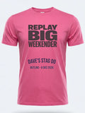 Personalised Replay Big Weekender Tee — pink tee, front view