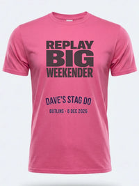 Personalised Replay Big Weekender Tee — pink tee, front view