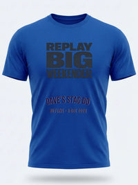 Personalised Replay Big Weekender Tee — royal blue tee, front view