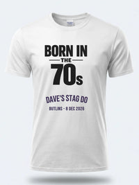Personalised We Love the 70s Big Weekender Tee — white tee, front view