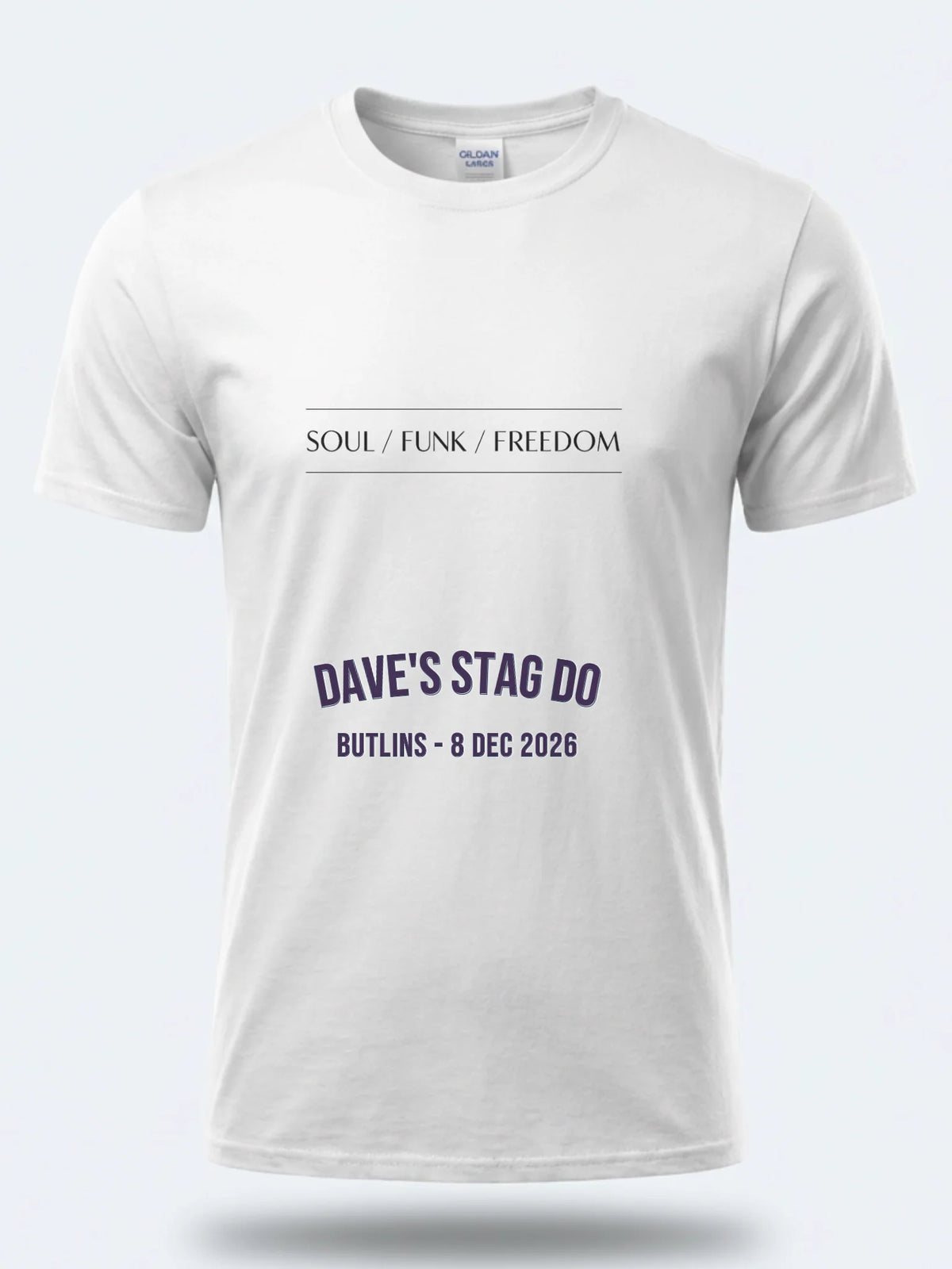 Personalised We Love the 70s Big Weekender Tee — white tee, front view