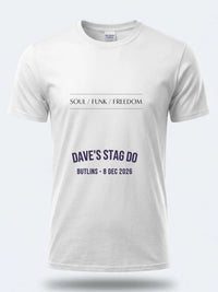 Personalised We Love the 70s Big Weekender Tee — white tee, front view