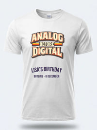Personalised We Love the 70s Big Weekender Tee — white tee, front view