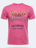 Personalised We Love the 70s Big Weekender Tee — pink tee, front view