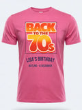 Personalised We Love the 70s Big Weekender Tee — pink tee, front view