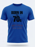 Personalised We Love the 70s Big Weekender Tee — royal blue tee, front view