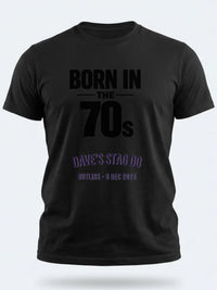 Personalised We Love the 70s Big Weekender Tee — black tee, front view