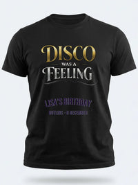 Personalised We Love the 70s Big Weekender Tee — black tee, front view