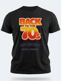 Personalised We Love the 70s Big Weekender Tee — black tee, front view
