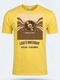 Personalised We Love the 70s Big Weekender Tee — daisy yellow tee, front view