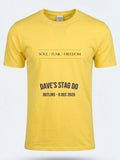 Personalised We Love the 70s Big Weekender Tee — daisy yellow tee, front view