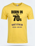 Personalised We Love the 70s Big Weekender Tee — daisy yellow tee, front view