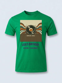 Personalised We Love the 70s Big Weekender Tee — irish green tee, front view