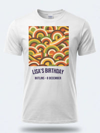 Personalised We Love the 70s Big Weekender Tee — white tee, front view