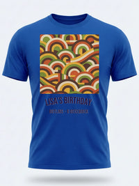 Personalised We Love the 70s Big Weekender Tee — royal blue tee, front view