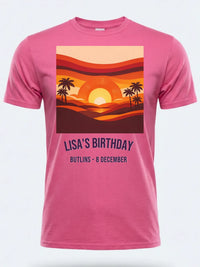 Personalised We Love the 70s Big Weekender Tee — pink tee, front view