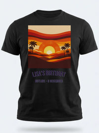 Personalised We Love the 70s Big Weekender Tee — black tee, front view