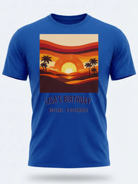 Personalised We Love the 70s Big Weekender Tee — royal blue tee, front view