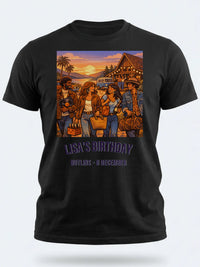 Personalised We Love the 70s Big Weekender Tee — black tee, front view