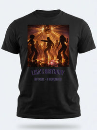 Personalised We Love the 70s Big Weekender Tee — black tee, front view