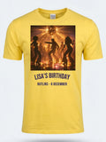 Personalised We Love the 70s Big Weekender Tee — daisy yellow tee, front view
