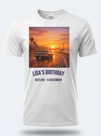 Personalised We Love the 70s Big Weekender Tee — white tee, front view