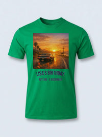Personalised We Love the 70s Big Weekender Tee — irish green tee, front view