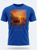 Personalised We Love the 70s Big Weekender Tee — royal blue tee, front view