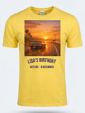 Personalised We Love the 70s Big Weekender Tee — daisy yellow tee, front view