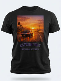 Personalised We Love the 70s Big Weekender Tee — black tee, front view