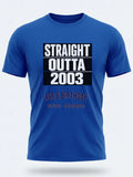 Personalised Back to 2000s Big Weekender Tee — royal blue tee, front view