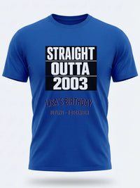 Personalised Back to 2000s Big Weekender Tee — royal blue tee, front view