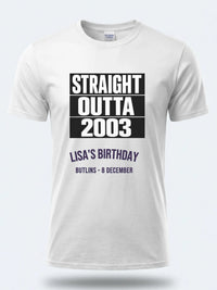 Personalised Back to 2000s Big Weekender Tee — white tee, front view