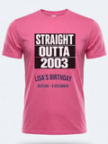 Personalised Back to 2000s Big Weekender Tee — pink tee, front view