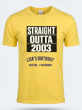 Personalised Back to 2000s Big Weekender Tee — daisy yellow tee, front view