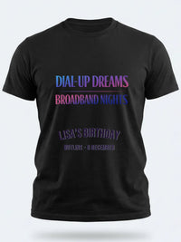 Personalised Back to 2000s Big Weekender Tee — black tee, front view
