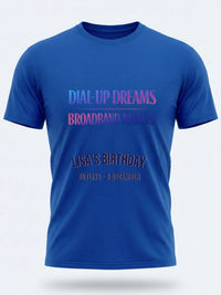 Personalised Back to 2000s Big Weekender Tee — royal blue tee, front view