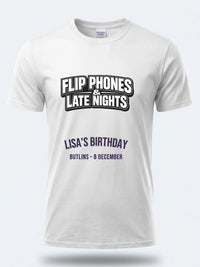 Personalised Back to 2000s Big Weekender Tee — white tee, front view