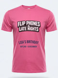 Personalised Back to 2000s Big Weekender Tee — pink tee, front view
