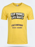 Personalised Back to 2000s Big Weekender Tee — daisy yellow tee, front view