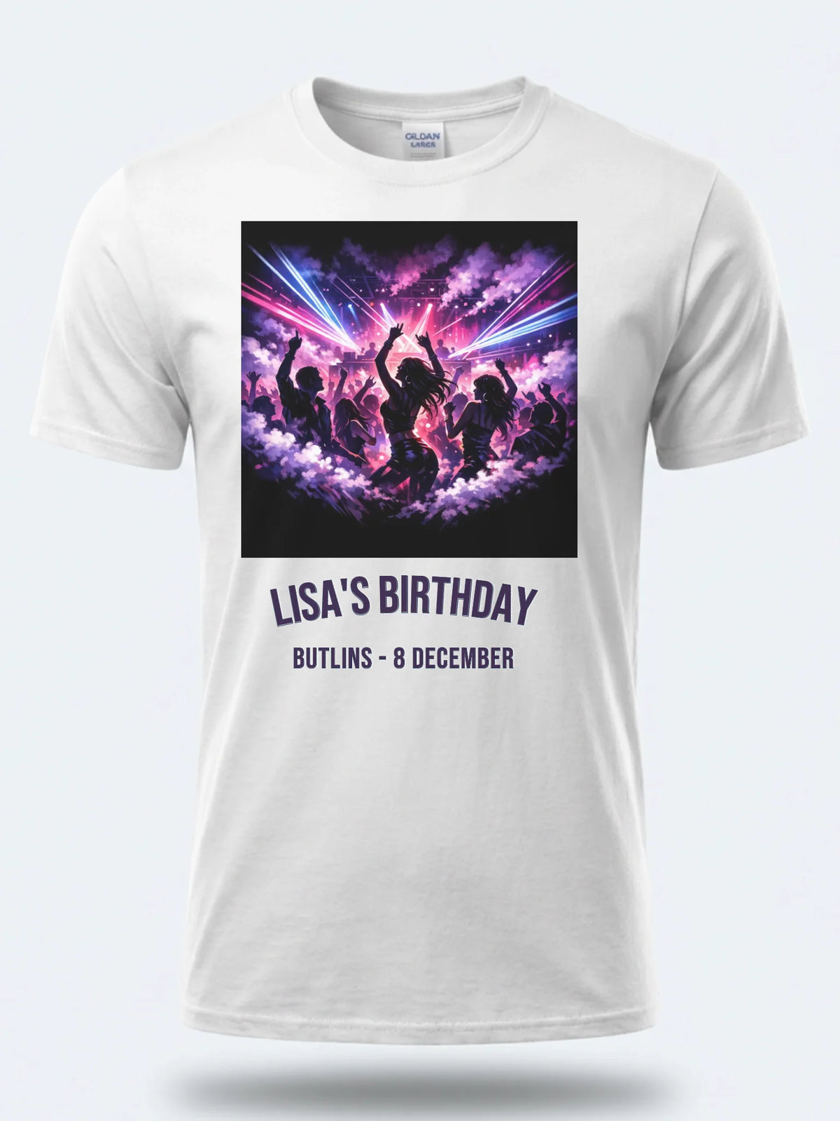 Personalised Back to 2000s Big Weekender Tee — white tee, front view