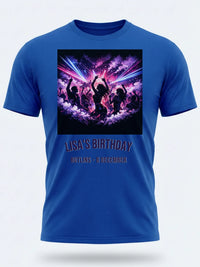 Personalised Back to 2000s Big Weekender Tee — royal blue tee, front view