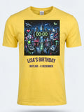 Personalised Back to 2000s Big Weekender Tee — daisy yellow tee, front view