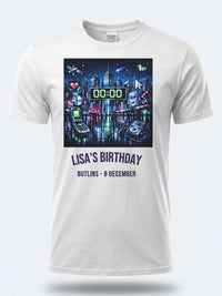 Personalised Back to 2000s Big Weekender Tee — white tee, front view