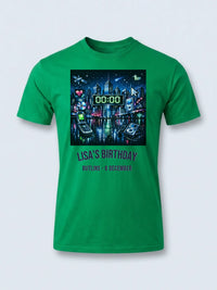 Personalised Back to 2000s Big Weekender Tee — irish green tee, front view