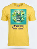 Personalised Back to 2000s Big Weekender Tee — daisy yellow tee, front view