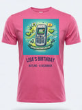 Personalised Back to 2000s Big Weekender Tee — pink tee, front view