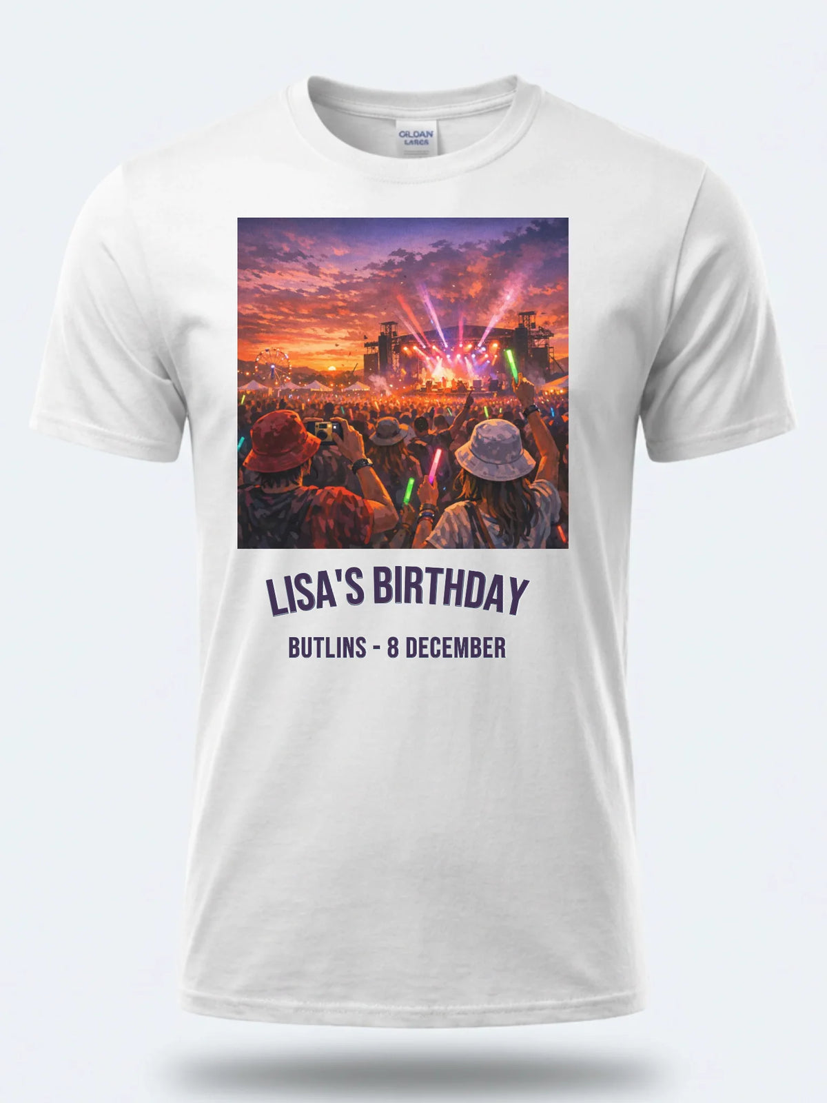 Personalised Back to 2000s Big Weekender Tee — white tee, front view