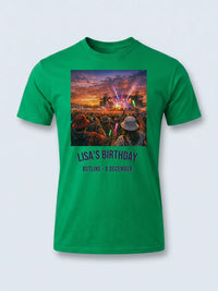 Personalised Back to 2000s Big Weekender Tee — irish green tee, front view
